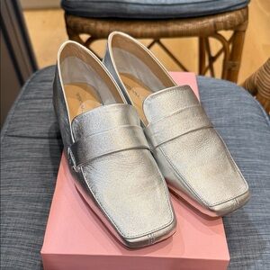 Anthropologie Silver Loafers